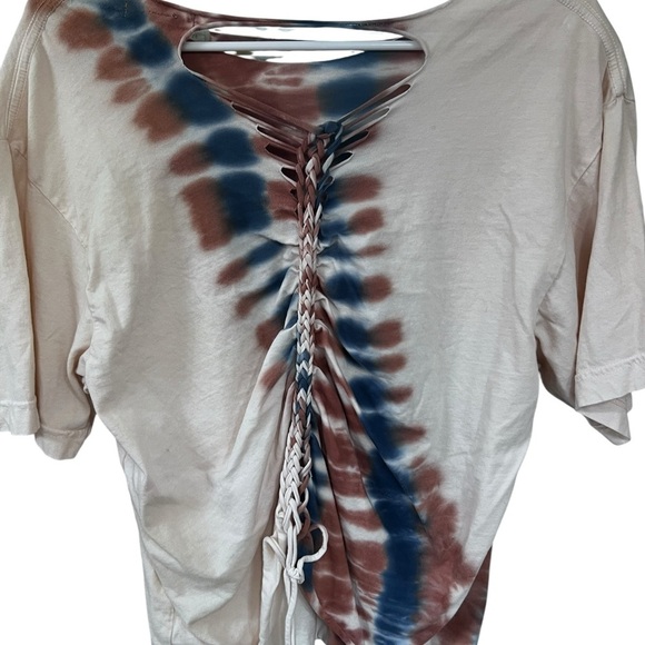 Gilded Intent Tops - Tie-Dye Lace-Up Women Top